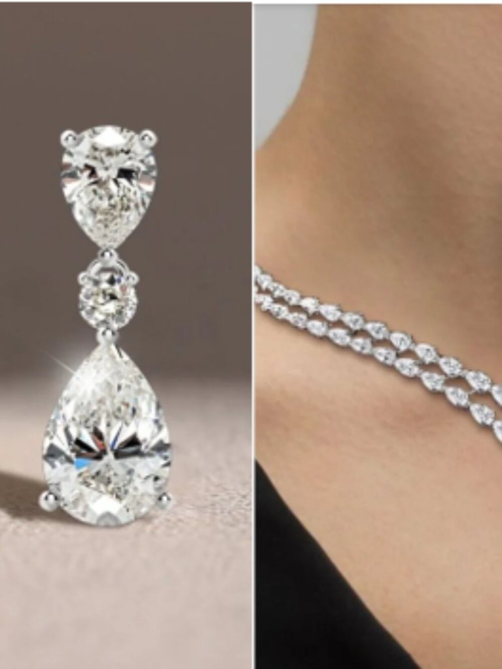 White Sapphire Bridal Necklace & Earrings Set by Next Necklace, Like New